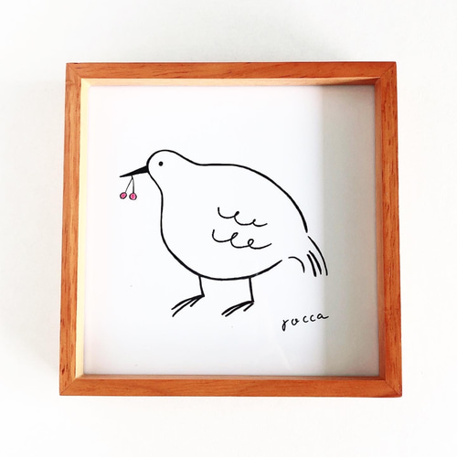 ラッピング無料】roccaミニアートボード 「ベリーと鳥」 /127×127mm  