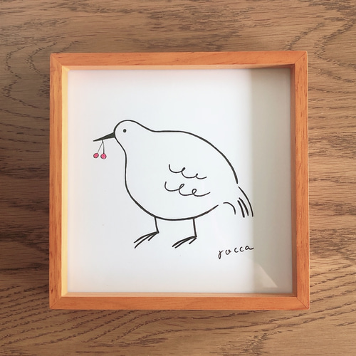 ラッピング無料】roccaミニアートボード 「ベリーと鳥」 /127×127mm  