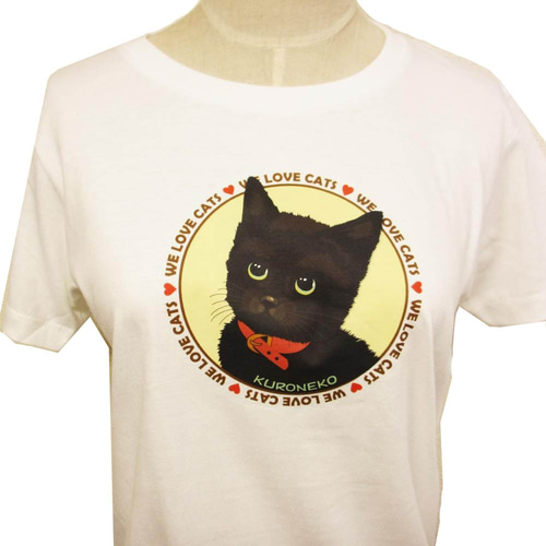 子猫 猫 Tシャツ 黒猫 キッズ・レディース オリジナルデザイン Tシャツ ...