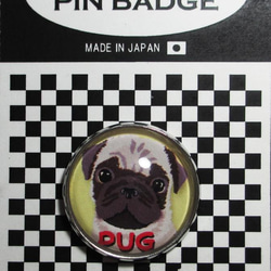 パグピンバッジ ドッグピンズ パグ 犬ピンズ イヌピンバッジ 犬ピンバッジ 2枚目の画像