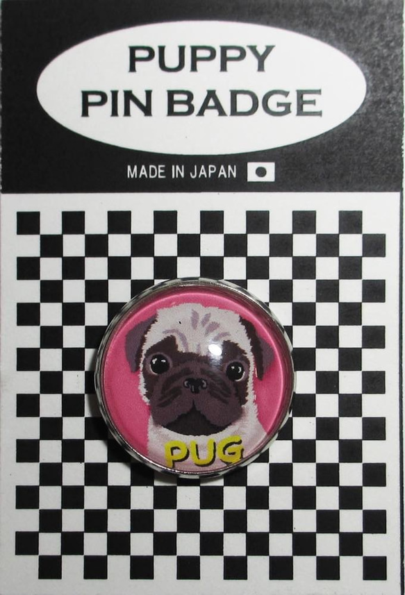 パグピンバッジ ドッグピンズ パグ 犬ピンズ イヌピンバッジ 犬ピンバッジ ピンバッチドッグ 2枚目の画像