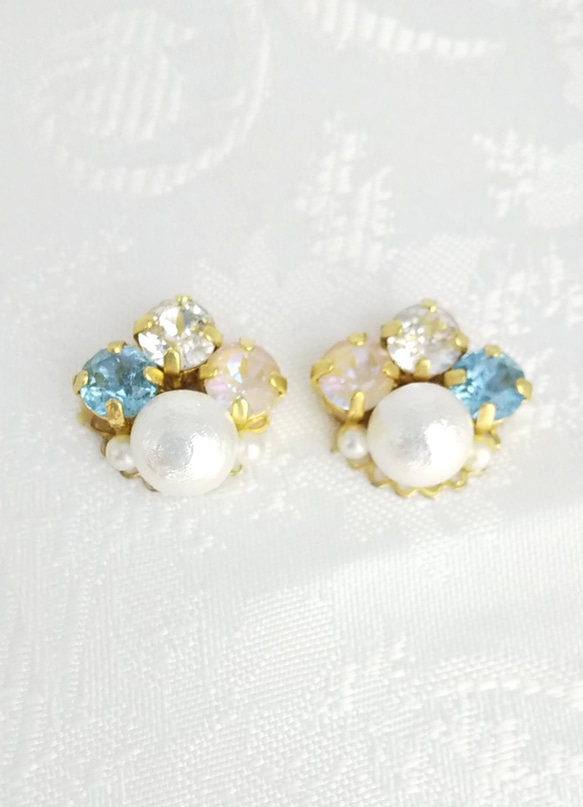 見事な ♡ハンドメイド♡ビジューピアスイヤリング№651手染めビーズ ピアス