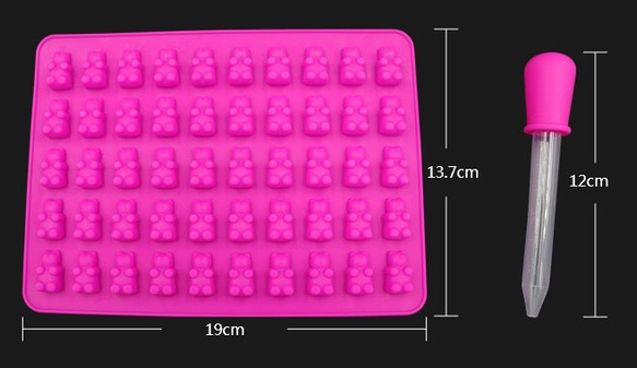 92 シリコンモールド グミベア50連 スポイト付き 青 2枚目の画像