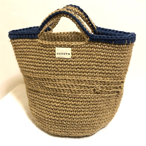 麻バック》麻紐×コットン 模様編みマルシェ かごバッグ coco?a 通販 