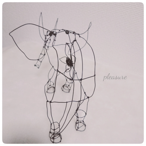 ワイヤーアート ワイヤークラフト 花飾りの象さん 立体