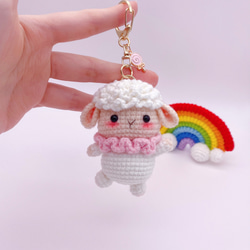 受注作製】ブタちゃんB あみぐるみ ハンドメイド キーホルダー