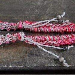 採用手紡馬海毛和麻串頸帶 - 紅色 第3張的照片