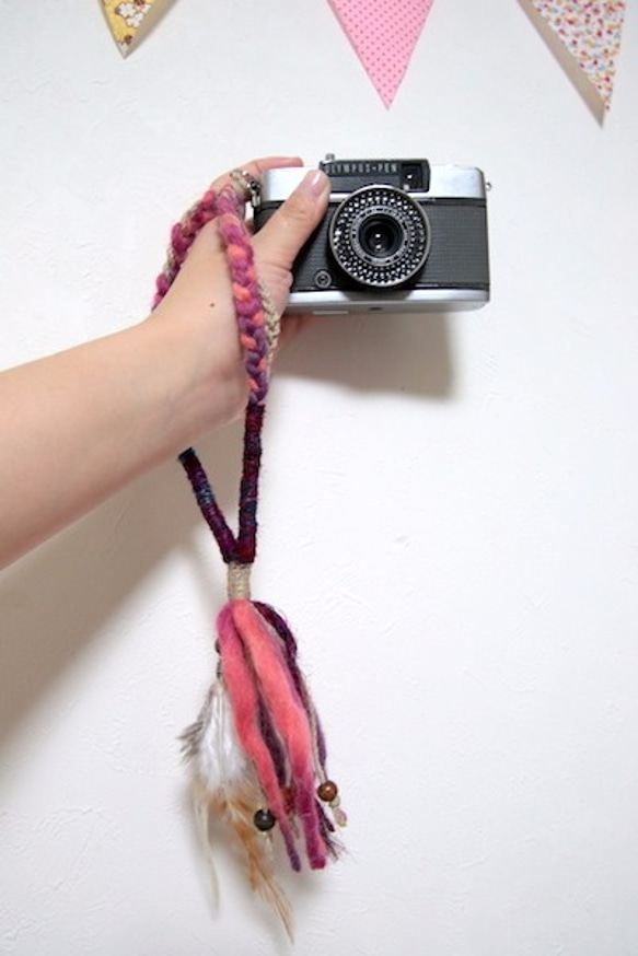 羽毛裝飾品·手麻繩和麻繩編織帶木珠 第3張的照片
