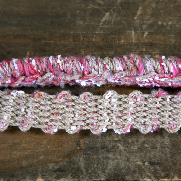 手工編織的麻線相機帶-粉紅色（雙環） 第3張的照片