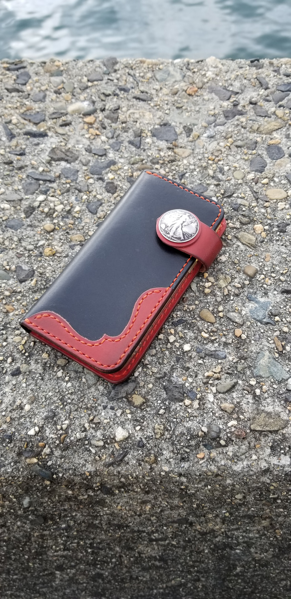 【受注生産】ハンドメイド手帳型iPhoneレザーケースイーグルカットデザイン‼️iPhoneXs制作可能 お気軽に質問 iPhone6s