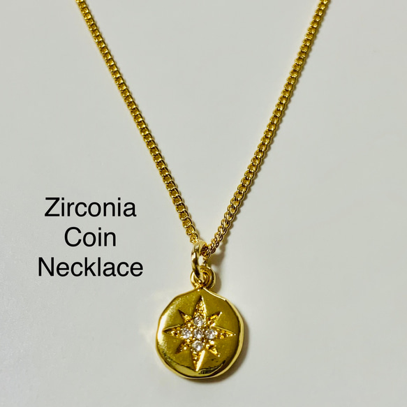 ジルコニアネックレス コインネックレス ゴールド シルバー レディース