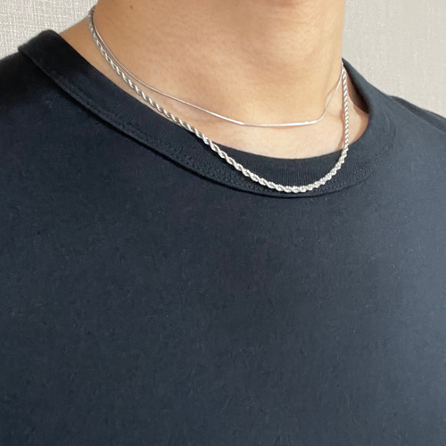 芸能人愛用 デザインチェーン シルバーネックレス CZ付き ユニセックス