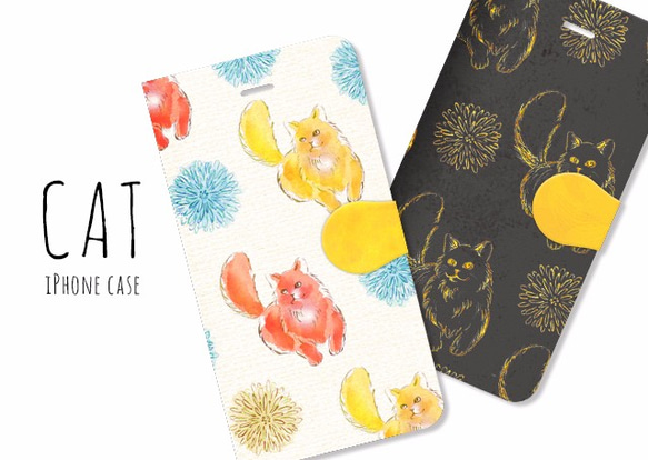 Cats phone case, flower phone case for iPhone, Animal case 第1張的照片