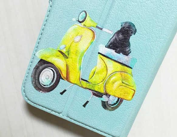 i phone case (wallet case), Pug & motorcycle 第3張的照片