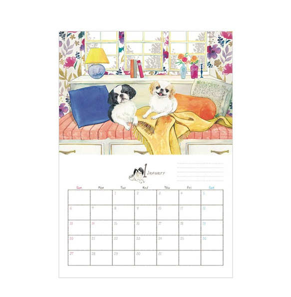 2019年鼻ぺちゃ犬カレンダー（壁掛け） 3枚目の画像