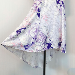 ワンピース ドレス 【 振袖 / 着物リメイク 】 フィッシュテール ◆ 一点物 / 花柄 ＊ 紫 / 半袖 6枚目の画像
