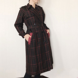 連獅子　赤い髪の役者　黒留袖ジャケット　ロングコート　着物リメイク　手作り一点物 連獅子 赤い髪の役者 黒留袖ジャケット ロングコート 着物