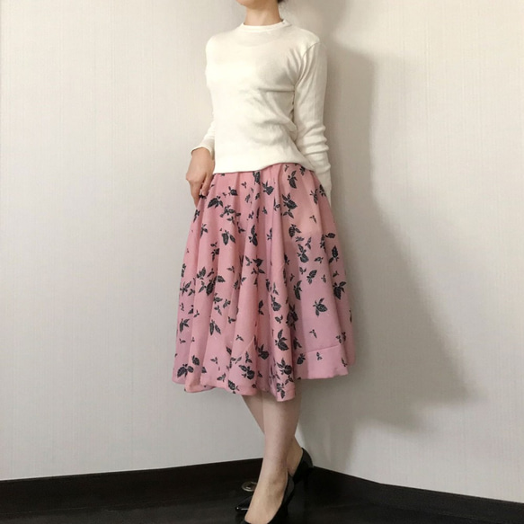 たっぷりフレア サーキュラー スカート 【 着物リメイク 】 一点