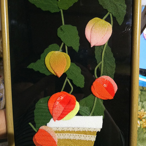 ちりめんで作った季節のタペストリー＜花シリーズ＞ タペストリー 