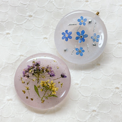 白紫お花ヘアゴム＆ポニーフック 1枚目の画像