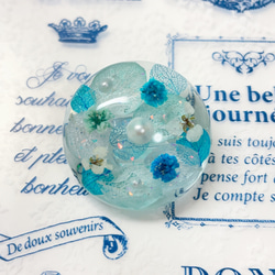 涼しげブルーお花のヘアゴムセット 2枚目の画像
