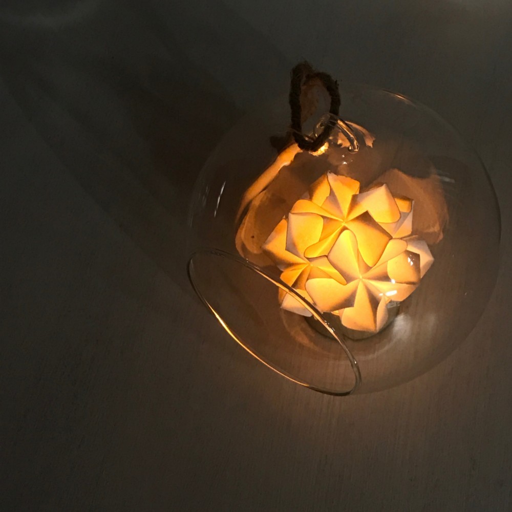 北欧風のミニライト＊ラウンドタイプ／白【選べるガラスケース付き】