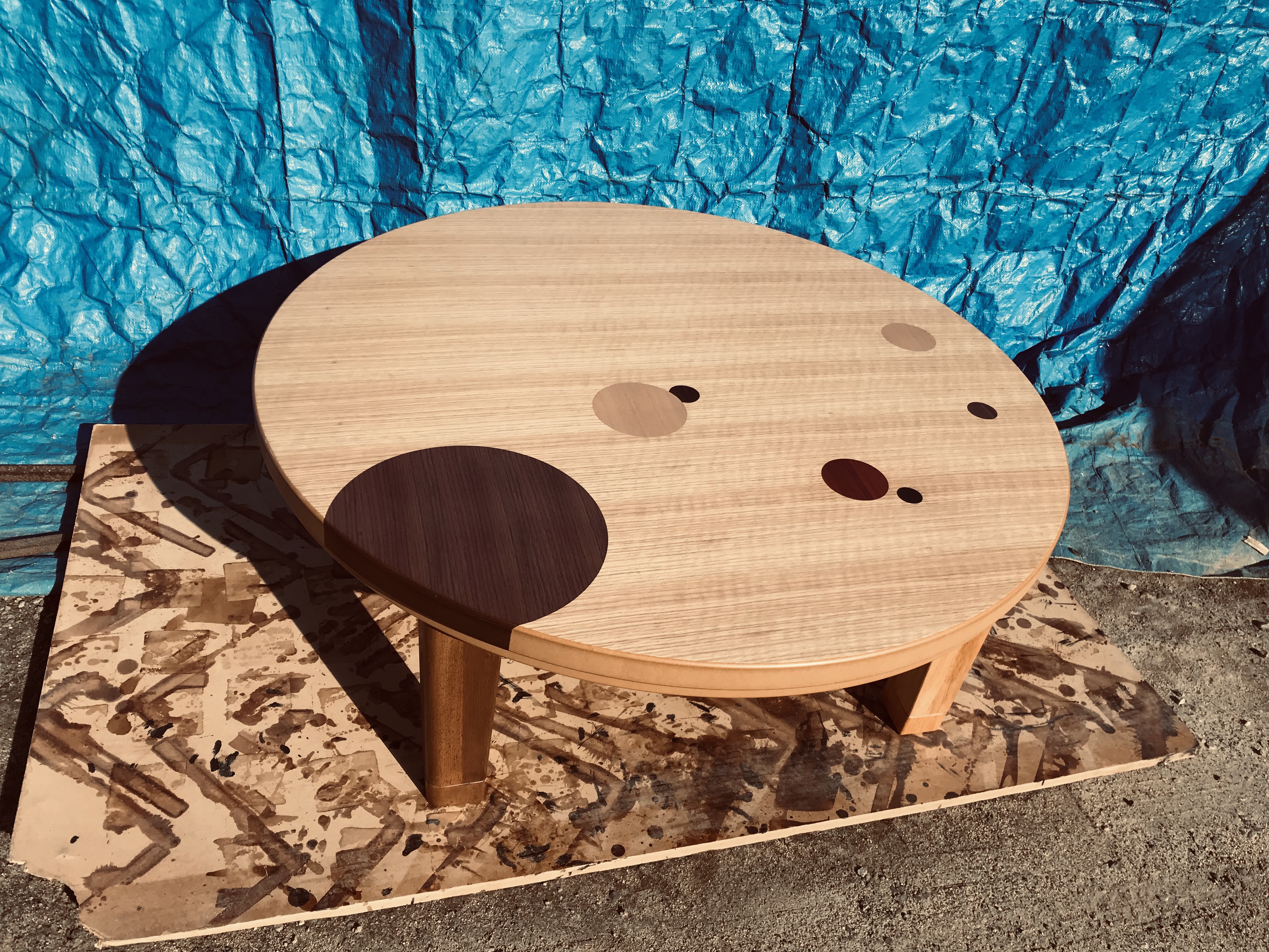 大型丸こたつテーブル105折れ脚日本製・ヒーター付き