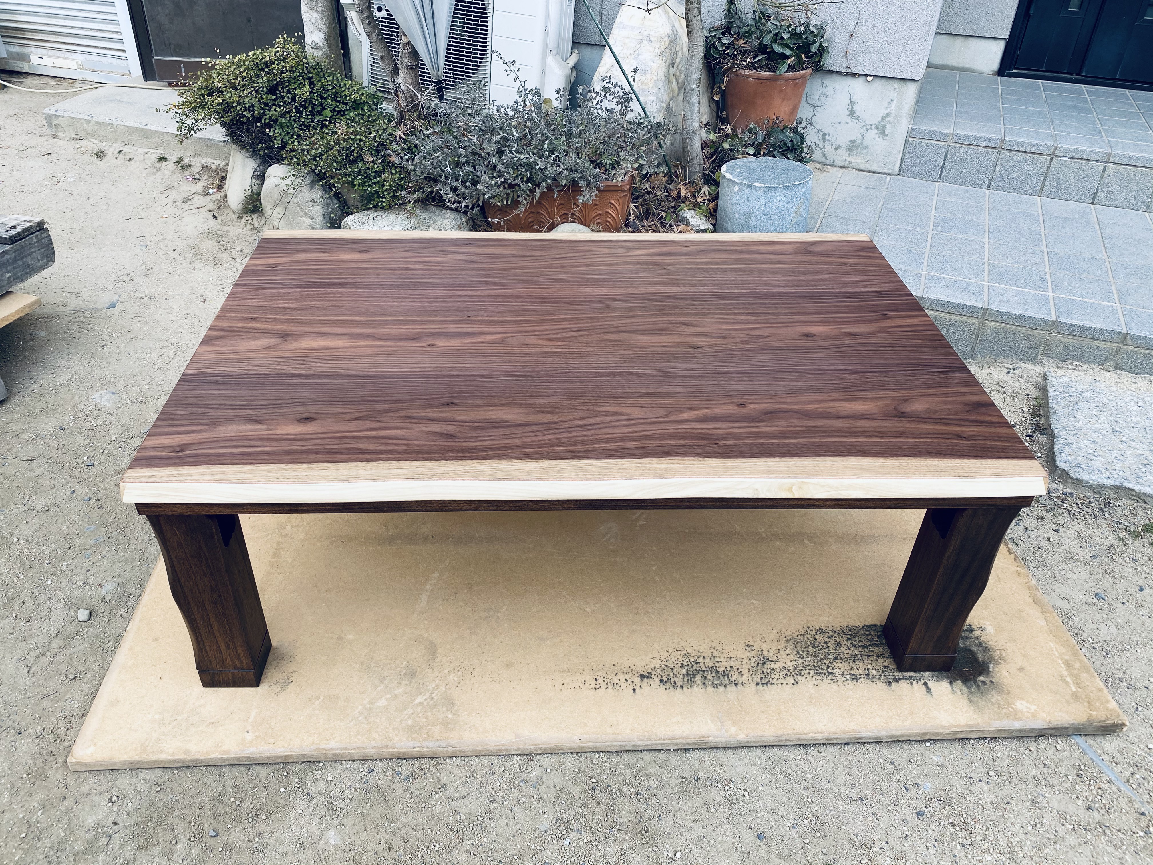 こたつテーブルウォールナット皮付き120日本製・ヒーター付き こたつ