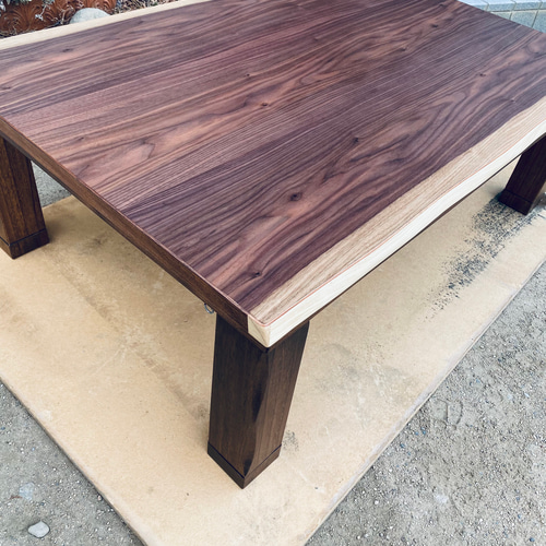 こたつテーブルウォールナット皮付き120日本製・ヒーター付き こたつ