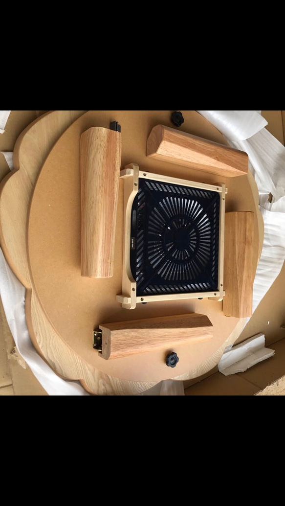 花柄こたつテーブル折れ脚サクラ90丸日本製・ヒーター付き 2枚目の画像