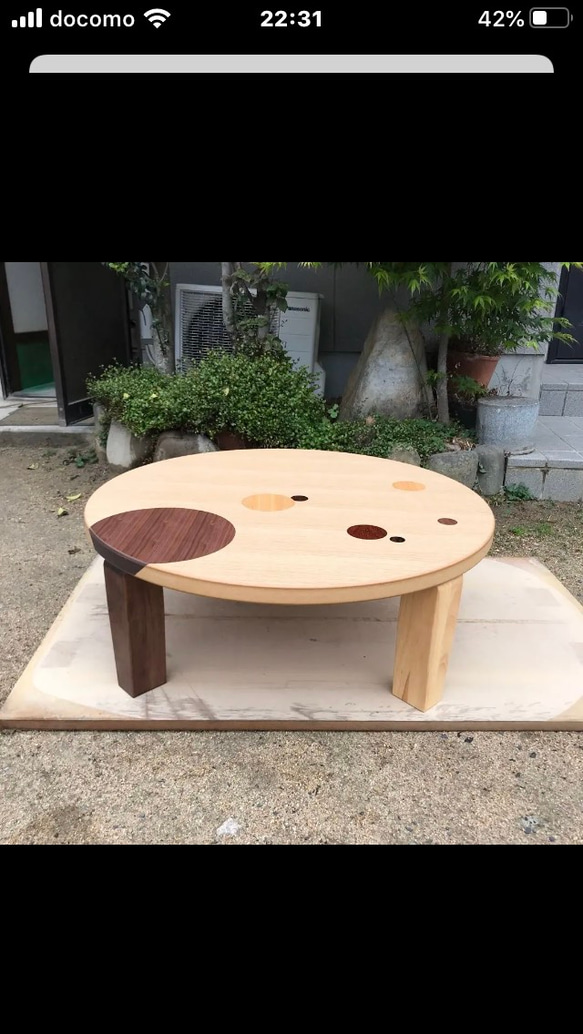 かわいいリビングテーブル折れ脚90丸日本製 ローテーブル・リビング