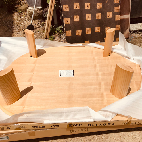 葉っぱ型こたつテーブルウォールナット120折りたたみ脚日本製