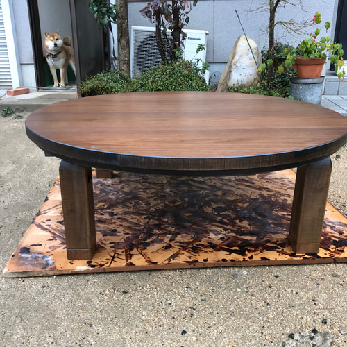 超大型丸こたつテーブルウォールナット折れ脚120日本製 超大型丸こたつテーブルウォールナット折れ脚120日本製