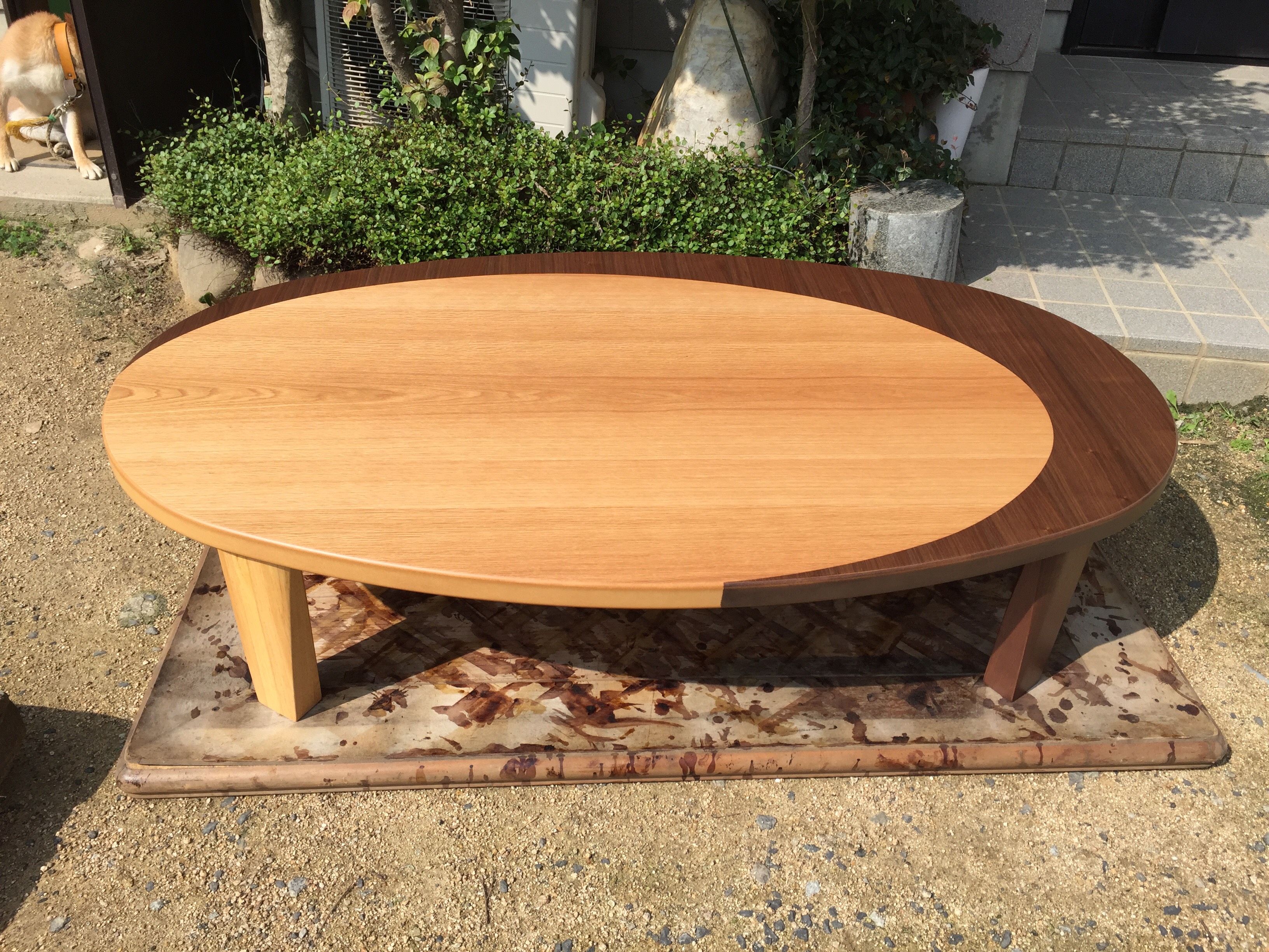 楕円リビングテーブル折りたたみ脚120日本製 楕円リビングテーブル