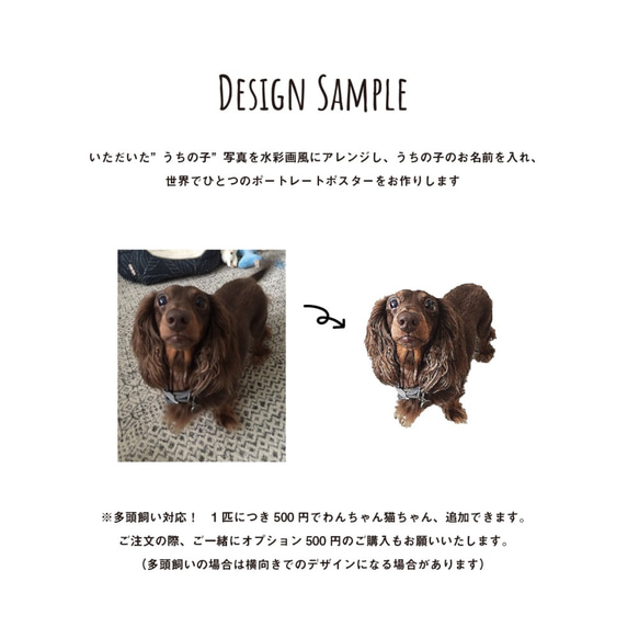 うちの子 ストライプ ポートレート ポスター (犬 猫 ペット肖像画 似顔絵 フォトアート) シンプルボーダー 3枚目の画像