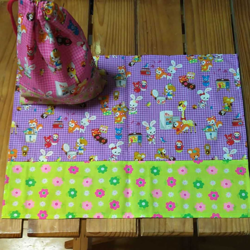 昭和レトロ ☆お花柄 ランチョンマット お弁当袋 コップ袋 ハンドメイド