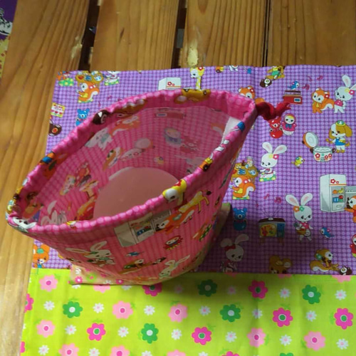 1-25N21C ランチョンマット コップ袋 昭和レトロ♥はいから横町