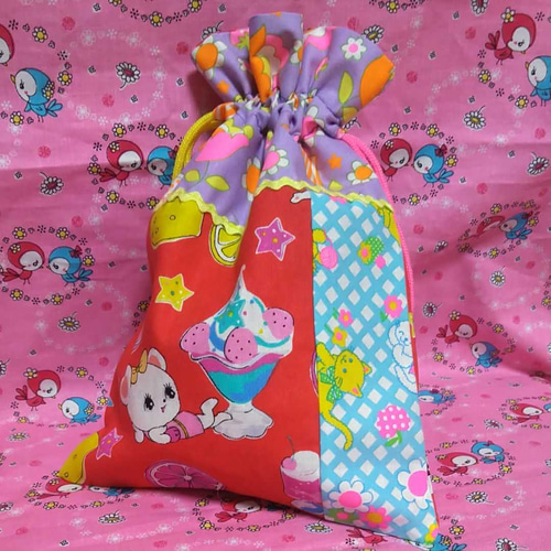 2K-12 ハニーチューン♥巾着袋 ピンクス pinks パッチワーク コップ袋 