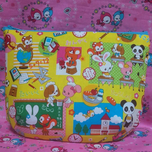 51A-11　はいから横丁♥ファスナーポーチ　レトロアニマル　はいから横町 51A-11 はいから横丁♥ファスナーポーチ レトロアニマル はいから横町