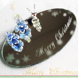 【クリスマスオブジェ】 ハンドメイド ガラスの ツリー とトナカイ　X'mas 2枚目の画像