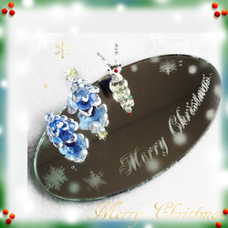 【クリスマスオブジェ】 ハンドメイド ガラスの ツリー とトナカイ　X'mas 1枚目の画像