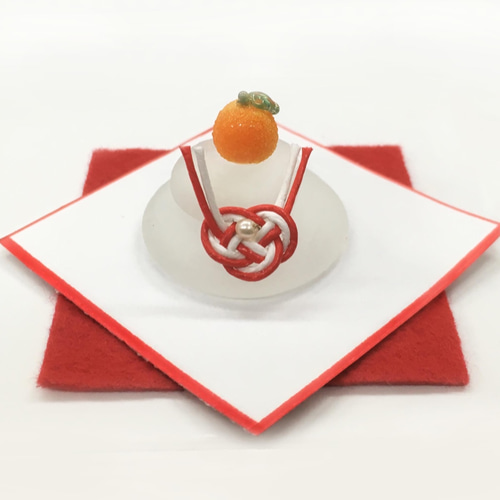 超しっとり鏡もち♥ガラス細工のミニ鏡餅 すりガラス艶消し仕上 車の