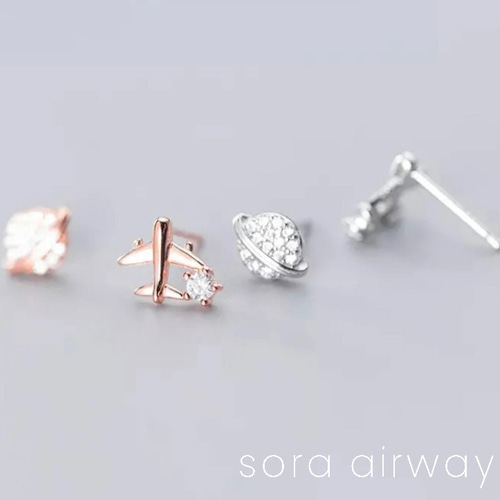 2カラー】地球儀 飛行機 ｽﾄｰﾝ 純銀ﾋﾟｱｽ シルバー 可愛い 飛行機
