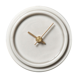 陶器と木の掛け置き時計　2WAY TILE WOOD CLOCK　ペールグレー 2枚目の画像