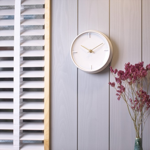 陶器の壁掛け時計 GLAZED CLOCK 乳白釉 掛け時計・置き時計 SUGY