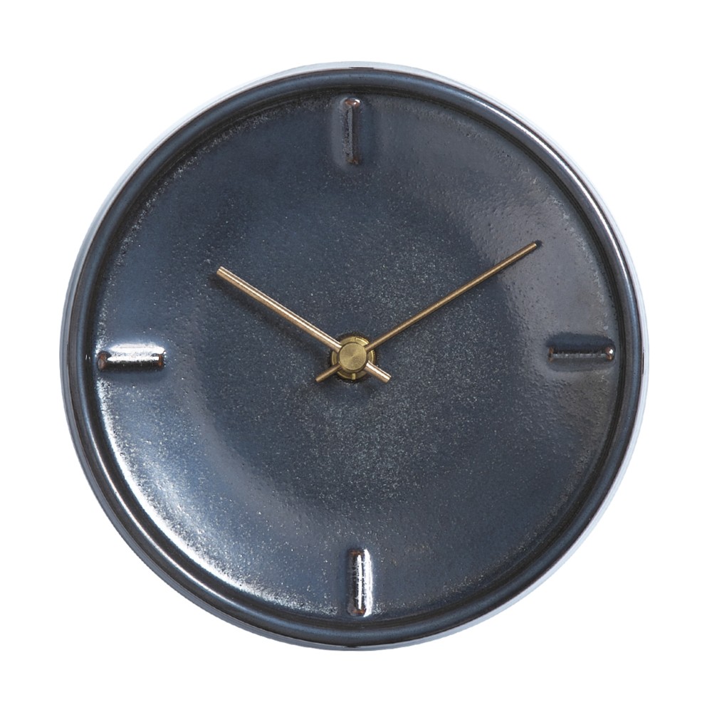 陶器の壁掛け時計　GLAZED CLOCK　メタル釉
