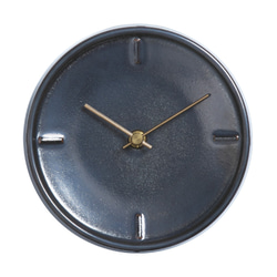 陶器の壁掛け時計　GLAZED CLOCK　メタル釉 1枚目の画像