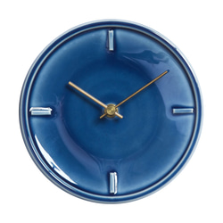 陶器の壁掛け時計　GLAZED CLOCK　ペールブルー 2枚目の画像