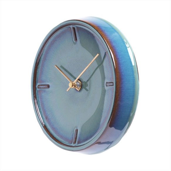陶器の壁掛け時計　GLAZED CLOCK　ペールグリーン 6枚目の画像