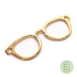 【再販】おしゃれでユニークなメガネの大きめチャーム（ローズゴールド）2個セット #C-0107 2枚目の画像